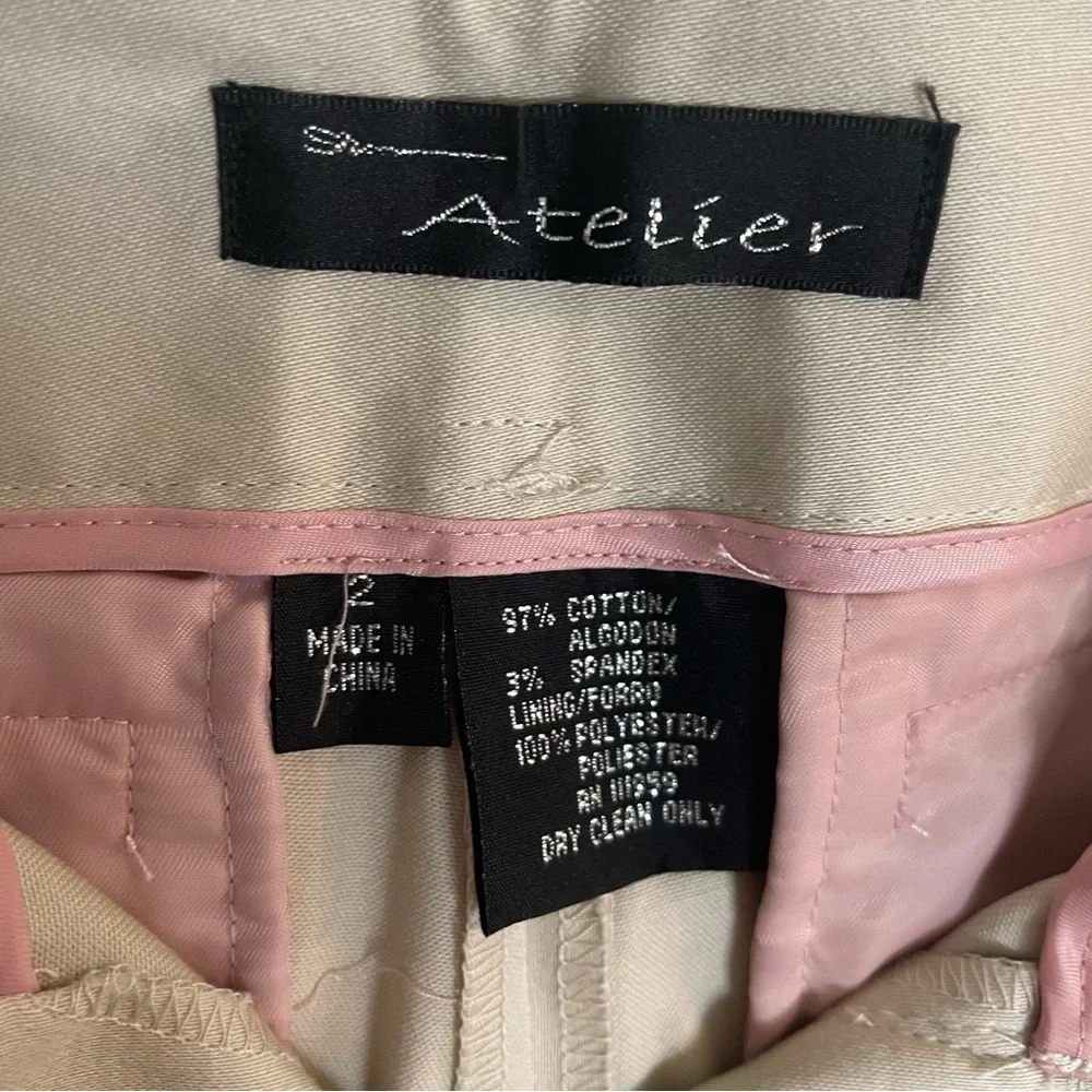 Atelier Chinos neutral tan structured capsule minimalist dressy ladies size 2